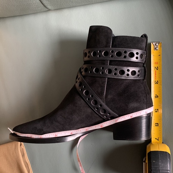 BURBERRY Black Suede Metal Logo Ankle Boots - Picture 14 of 15